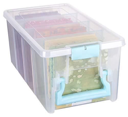 Saizone 6925Aa Semi Satchel With Removable Dividers, Portable Art & Craft Organizer With Handle, [1] Plastic Storage Case, Clear With Aqua Accents #TOP6