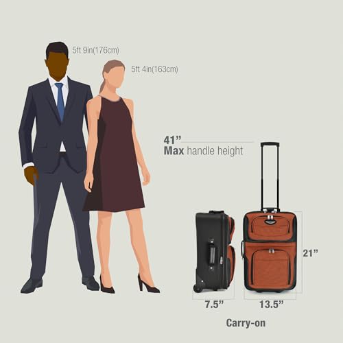 Image of Travel Select Amsterdam Softside Expandable Luggage with Rolling Wheels, Red, 21-Inch Carry-on