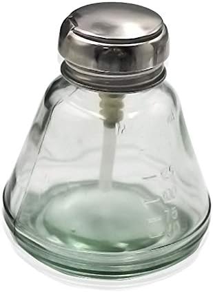 180ml Empty Glass Bottle Push Down Alcohol Pump Dispenser Liquid Bottle Container for Toner, Makeup Remover and Nail Polish Remover
