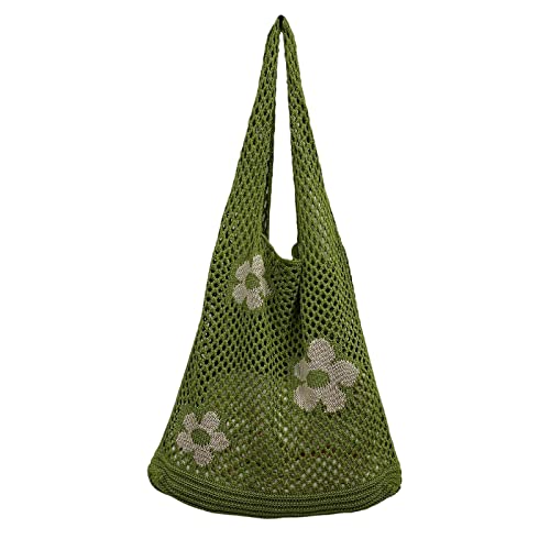 Sac à bandoulière creux en maille tricotée style coréen pour femme moderne