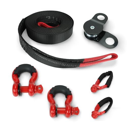 Tow Rope 4WD Recovery Kit BASIC: 8000kg Snatch Strap 3*Rated Shackles ...