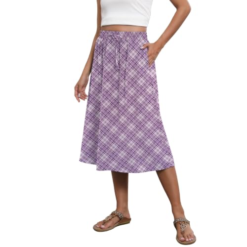 Image of Witsmile Flowy Skirt Elastic High Waist A-Line Skirt with Pockets Bohemia Cover-up for Women 2026 Trendy(S-2XL)