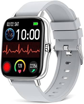 2024 Smart Watch for Women Men with Bluetooth Call, Fitness Tracking, 1.7-Inch HD Touch Screen with Heart Rate, Blood Pressure, Blood Oxygen, Sleep Monitor, Smart Watch for Android and iPhone Silver