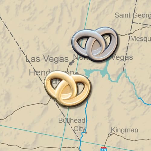 Image of Wedding Rings Push Pins - Silver Intertwined Wedding Rings Map Pins for Cork Boards, Maps, or Lapel Use - Designed in USA - Set of 4