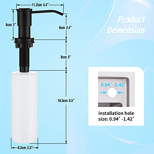 Crea Kitchen Soap Dispenser Countertop Soap Dispenserfor Kitchen Sink Black Built In Sink Soap Dispenser Top Fill Deck Mount Dispenser For Bathroom ​With 39" Tube Large Capacity 17 Oz Bottle #TOP5