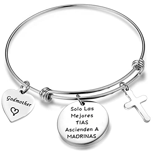BEKECH Madrina Bracelet Solo Las Mejores Tias Ascienden A Madrina Gift for Madrina Baptistim Gift Godmother Proposal Bracelet