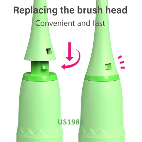 Image of Sonic Electric Toothbrush for Kids with 4 Modes, 3 Brush Heads & Rechargeable Battery, Ultra Soft Nylon Bristles, IPX7 Waterproof, Electric Power Tooth brush (Green)