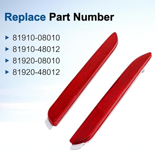 Image of 2Pcs Rear Bumper Reflector Fit for Toyota RAV4 2019-2023, for Avalon 2013-2018, for Lexus RC300 2016-2021, for RC350 2015-2021 Replace 81920-08010 81910-08010