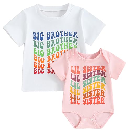 Image of Big Brother Little Brother Big Sister Little Sister Sibling Matching Outfits Newborn Clothes Gift T-shirt Bodysuit Set