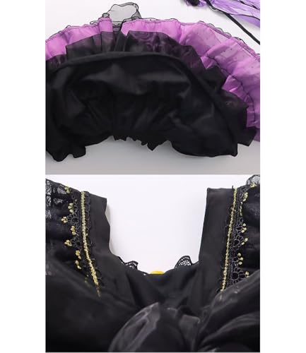 Black Purple Dress and Wings Girls Halloween Lace Tulle Puffy Dress Homecoming Brithday Party4
