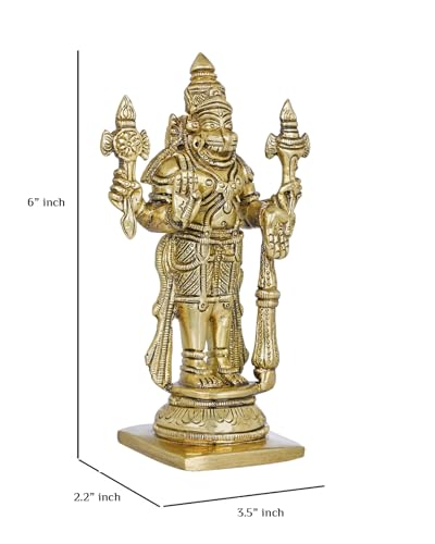 Estatua de Narasimha Dev Vishnu en latón 5.75 pulg miniatura 3