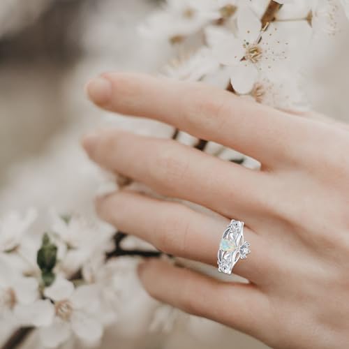 Pear Shaped Gemstone Rings Set for Women 925 Sterling Silver, Amethyst Engagement Ring Unique Bridal Wedding Rings Size 4-123