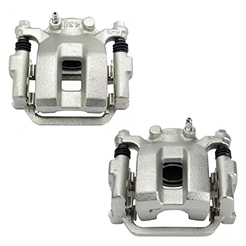 Image of TRQ Rear Brake Caliper Set Zinc Coated Brackets Hardware Compatible with 2003-2008 Infiniti FX35 FX45