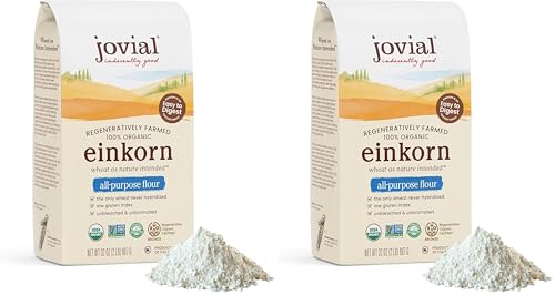 Jovial Einkorn 100% Organic Einkorn All Purpose Flour - Baking Flour, High Protein, Non-GMO, USDA Certified Organic, Product of Italy - 32 Oz, 2 Pack