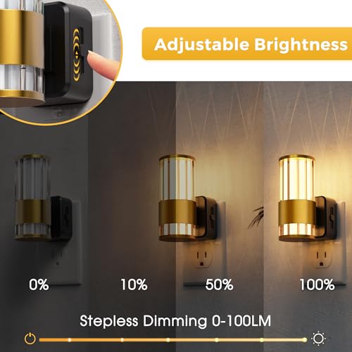 Image of L LOHAS LED Night Light, Automatic Night Lights Plug into Wall, 0-100LM Adjustable Brightness LED Night Light, Dimmable Night Lights Plug in with Auto Light Sensor, for Bedroom Hallway Home Decor