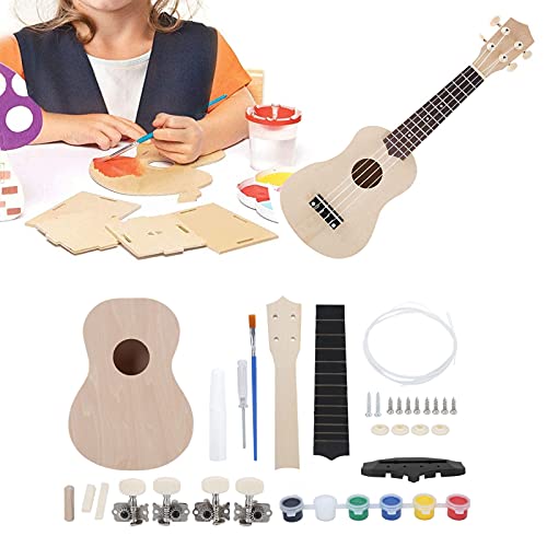 Ukuleles DIY, Entonação Precisa Linda Cor de Madeira Kit Ukulele para Iniciantes para Presente Artes