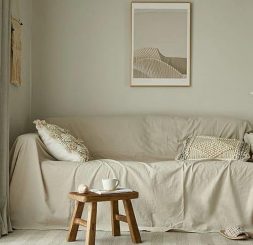 L'Emporio Casa Telo Copridivano Copriletto Tela Grossa Robusta Cotone in Panama 160X260-260x280-360x280 Misure Maxi Lenzuolo Copritutto Cotone Granfoulard Made Italy (NATURALE, 260X280)