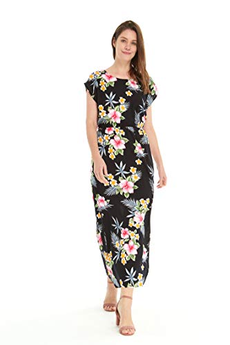 Image of Hawaii Hangover Women's Hawaiian Cap Sleeve Maxi Dress Signature Prints | Cap Sleeves; Maxi Length; Soft Rayon Fabric; Signature Tropical Prints; Resort Vacation Style