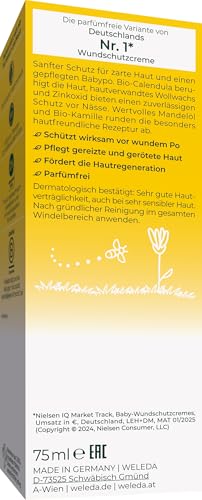 WELEDA Bio Baby Calendula Wundschutzcreme parfümfrei - Naturkosmetik Wundsalbe/Babycreme für den Schutz empfindlicher Haut im Windelbereich. Hilft bei Rötungen, gereizter Haut & Wundsein (1x 75ml)
