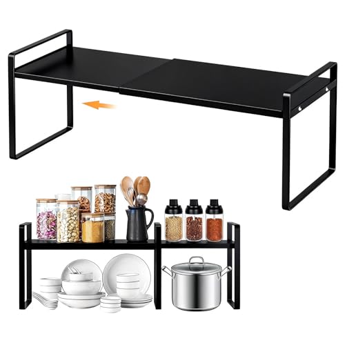 PORFOYO Étagère d'armoire extensible - Étagère de cuisine - 35 à 65 cm - Réglable - Étagère à épices - Empilable - Pour la maison et la cuisine - L :...