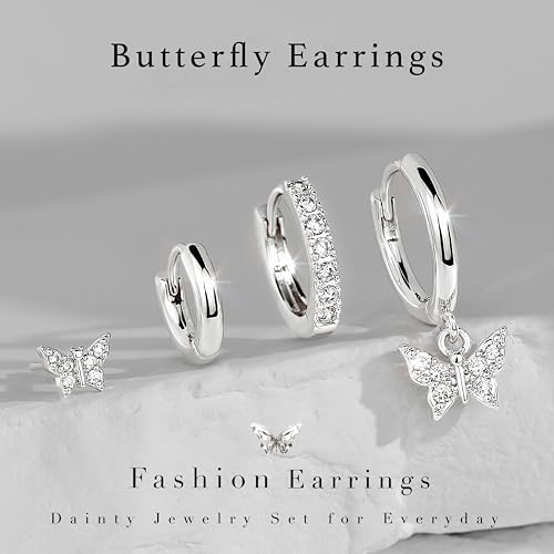 Image of Small Gold Huggie Hoop Earrings Set for Women Men Hypoallergenic 14K Plated Stack Cartilage Earrings, Sterling Silver Multiple Piercing Lightweight Mini Thin Cute Dainty Trendy Jewelry Gifts for Women