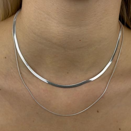 Image of Tewiky Layered Necklaces for Women 14k Gold Plated Chain Necklace Set