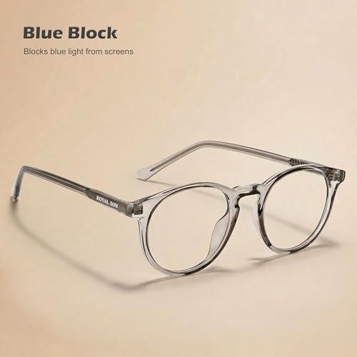 Image of ROYAL SON Blue Cut Computer Glasses | Anti Glare & Blocks Harmful Rays | UV Protected | Full Rim | Round | Men & Women | Small | SF-RS1111