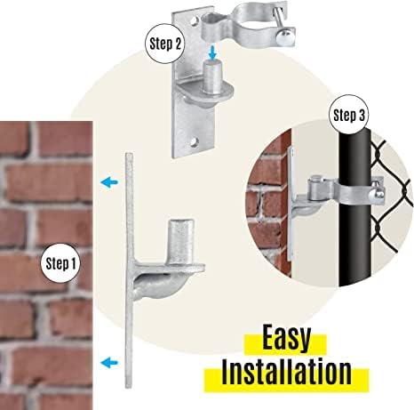 Miniatura 5 de Bisagra de puerta de montaje en pared resistente  Bisagra de puerta de tubería, paquete de 2 bisagras de puerta de enlace de cadena, poste de enlace