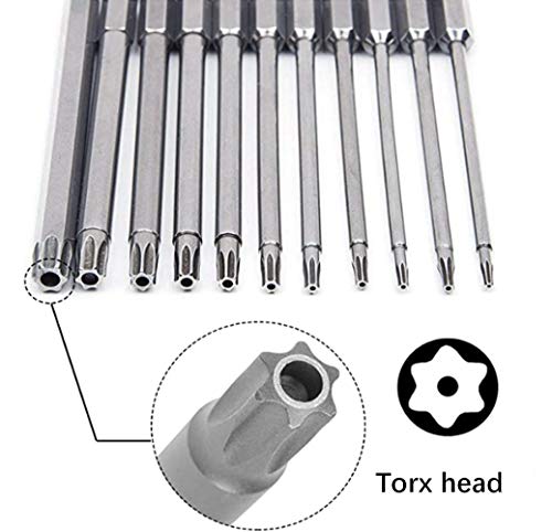 Aiyun 11-Piece Torx Security Bit Set, S2 Steel Magnetic Security Screwdriver Set 3 Inch Star Screwdriver Bits T6-T40 (75Mm Length) #TOP1