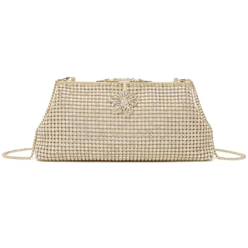 sorozien Gold Purse,Rhinestone Gold Clutch Purses for Women,Scratch Resistant Evening Bag