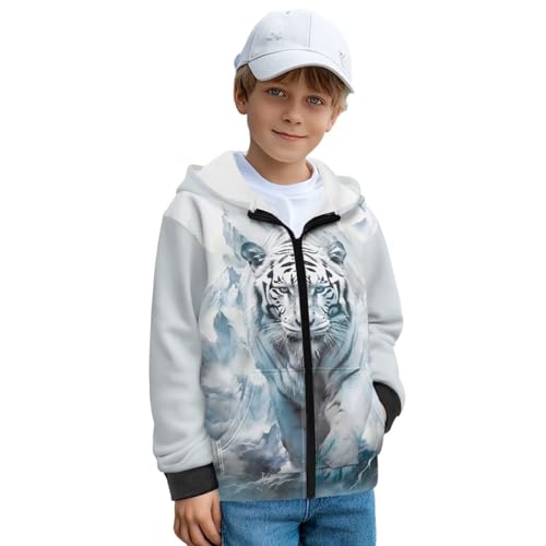 Boys' Hoodies Cool 3D Print Hooded Sweatshirts for Teen Boys Fleece Zip-Up Hoodie Long Sleeve Jacket with Pockets
