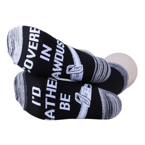 G2TUP 2 Pairs Funky Tree Cutter Gift I'd Rather Be Covered In Sawdust Socks Arborist Socks Woodworker Gift