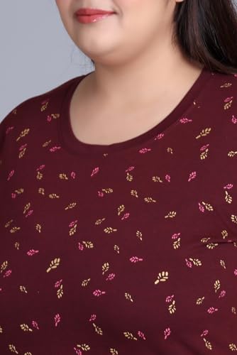 Image of RYSH Women's All-Over Printed Cotton Plus Size Longline T-Shirt with Pockets