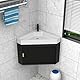 Eckwaschbecken mit Unterschrank, Triangle Keramik Waschtisch mit Wasserhahn und Fallrohr, Wandhängendes Eck-waschtisch für Badezimmer(Weiß, 42cm/16.5in)