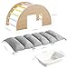 Beright 3 in 1 Climbing Arch Sensory Table with Gray Cushion for Kids, Montessori Wooden Climbing Toys, Kids Sensory Table with a Storage Bin, Rocker Board, Indoor Gym Learning Playset, Rainbow