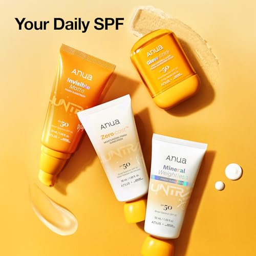 Image of Anua Mineral Weightless Finish Sunscreen SPF 50, Broad Spectrum, Zinc-Based for Sensitive Skin, Lightweight Hydrating Lotion Texture, Under Makeup, KPop Demon Hunters, Korean Skincare, 1.69 fl oz