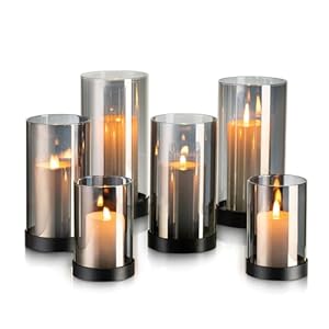 Hewory 6er Set Glas Windlichter Rauchglas