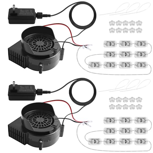 Kalolary 2 Set Replacement Air Blower for Inflatables,2.5A Inflatable Air Fan Blowers with 12v/3A Adapter&10 LED Lights, Halloween Thanksgiving Christmas Inflatable Outdoor Decorations Replacement Fan
