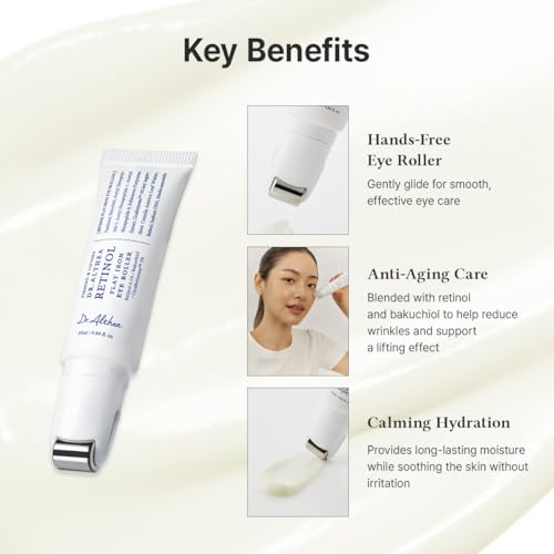 Dr.Althea Prostownica do oczu z retinolem, serum do liftingu twarzy z wałkiem Gua Sha | pielęgnacja przeciwzmarszczkowa z madecassozydem, centellą i kwasem hialuronowym | wegańska koreańska