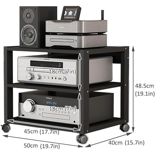 HiFiRac Étagère de rangement en bois robuste pour matériel audio/vidéo Design moderne Support multimédia pour home cinéma centre de divertissement Meuble robuste