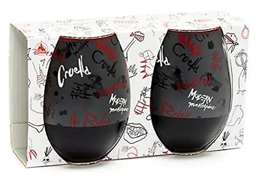 Disney 101 Dalmatiens Cruella Lot de 2 gobelets en verre Noir