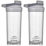 2 Botellas Cocteleras para Mezclas de Proteínas, Botella Coctelera sin BPA ni Ftalatos de 700 ml, Tapa de Rosca Resistente Taza a Prueba de Fugas para Batidos de Proteínas y Pre-Entrenamiento, Gimnas