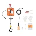 Electric Hoist Winch, 440lb 16ft/min 3 in 1 Portable Power Electric Lift with Sling Strap, with Manual, Wired and Wireless Remote Control, 62ft for Garages Warehouse Lifting Towin