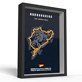 MaNeaz A4 Racetrack Poster 3D dans un cadre en bois Impression 3D de qualité supérieure pour homme ou fan de sport automobile pour la Fête des Pères pour Hommes