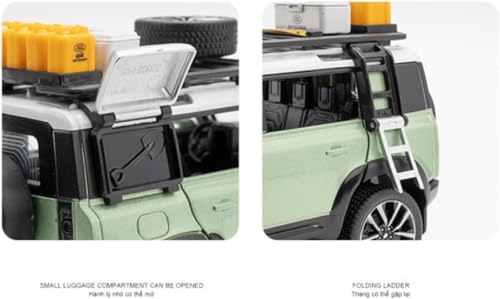 Image of Magicwand Die-Cast Zinc Alloy 1:24 Scale Defender Camping【Large】 with 6 Openable Doors,Lights & Music【Cyan Green】【Pack of 1】