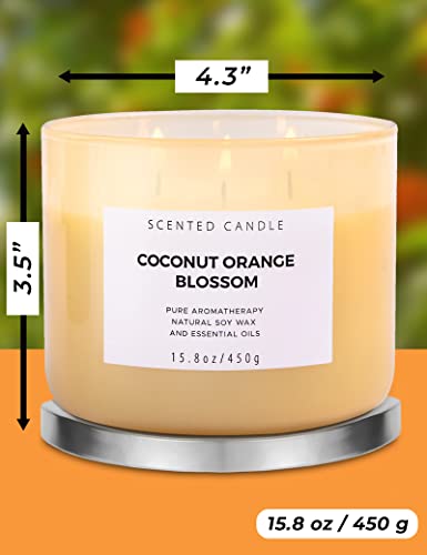 T&H COB3W01 Coconut Orange Blossom 3 Wick Candle | Highly Scented Soy Candles For Home 15.8 Oz, Summer & Tropical Scented Candle | Aromatherapy Stress Relief Candle, Relaxing Clean Burning Candle thumb #5