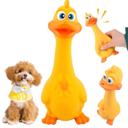 Esshogo Giocattolo per cani in lattice, per cigolii e lavare, giocattolo per cani, look carino, giochi interattivi, pollo in lattice, cigolante (giallo)
