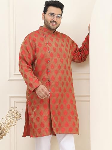 Image of SOJANYA Plus(Since 1958) Men's Pure Cotton Kurta with White Embroidery