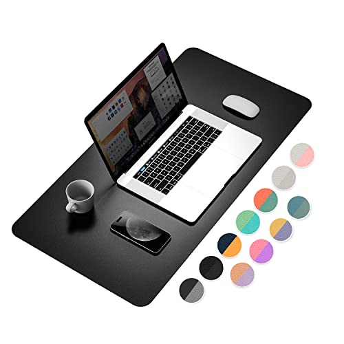YSAGi Dual-Sided Desk Pad Protector, Waterproof Leather Desk Mat, Large Mouse Pad, Office Desk Pad Writing Pad (31.5' x 15.7', Black+Grey)
