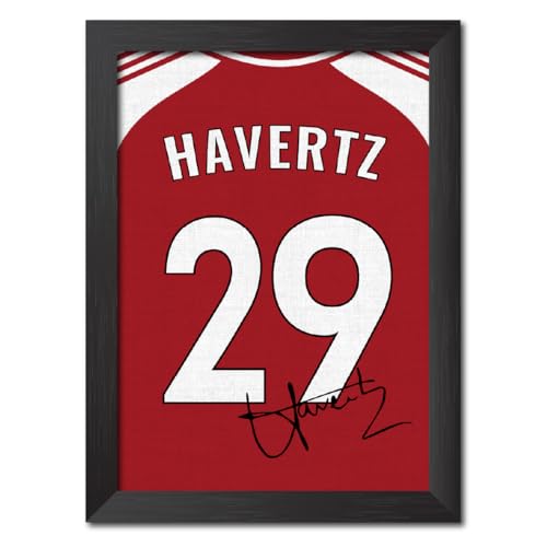 Image of TenorArts Kai Havertz Poster Frame Arsenal Jersey Laminated Photo Print with Signature Framed Painting with Matt Finish Black Texture (12 inches x 9inches)
